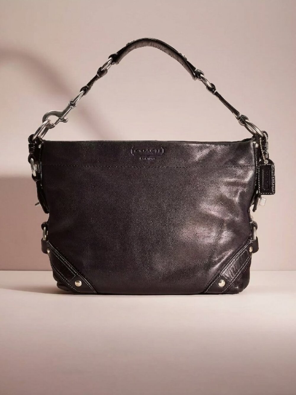 Coach Vintage Medium Carly Shoulder Bag – Black Pebbled Leather (F15251)